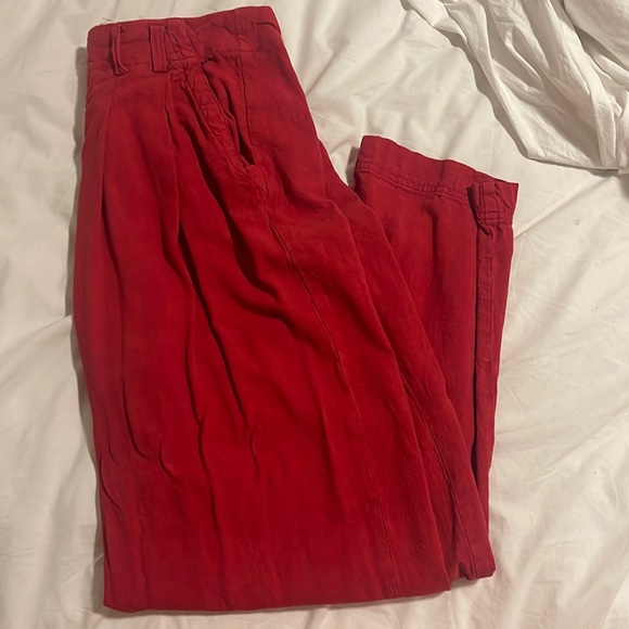 Free People Red Linen Pants - Picture 2 of 5